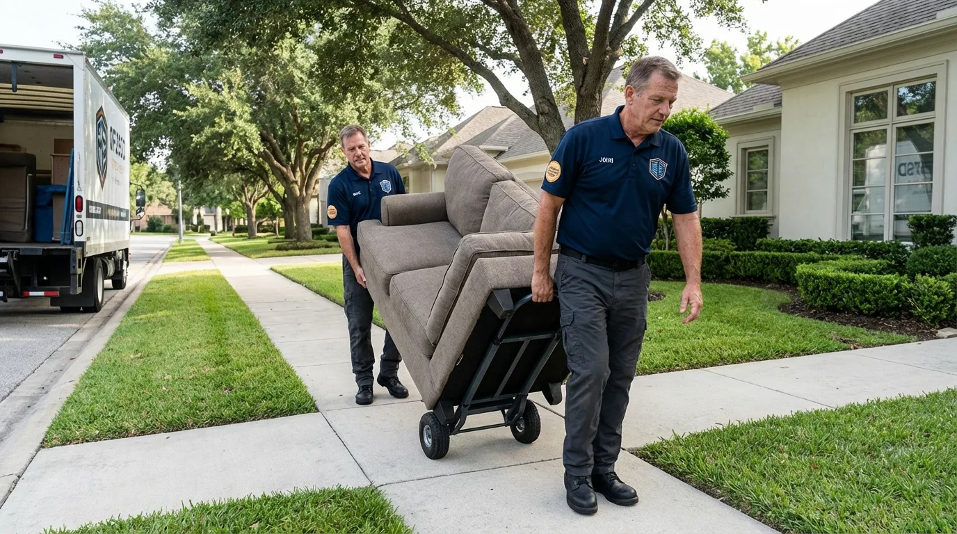 Local residential moving crew loading furniture in San Carlos, AZ